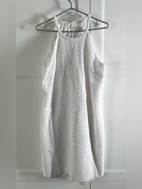 White Eyelet Halter Neck Dress - size 16